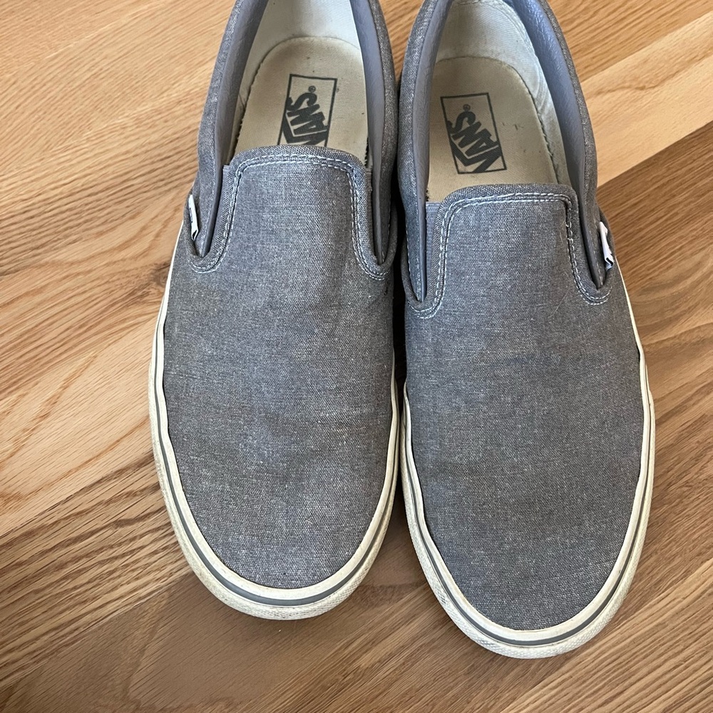 Vans Gray Slip-On Loafers with Canvas Upper
